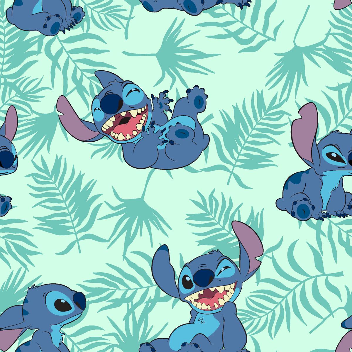 Disney Lilo & Stitch Chill Vibes Mint Leafy Stitch Fabric