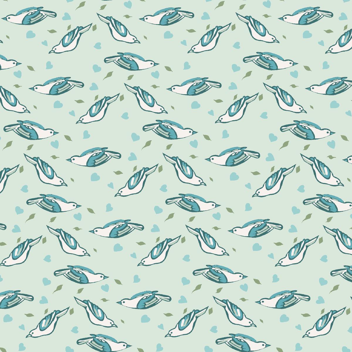 Flight of Love on Bayou Blue Fabric