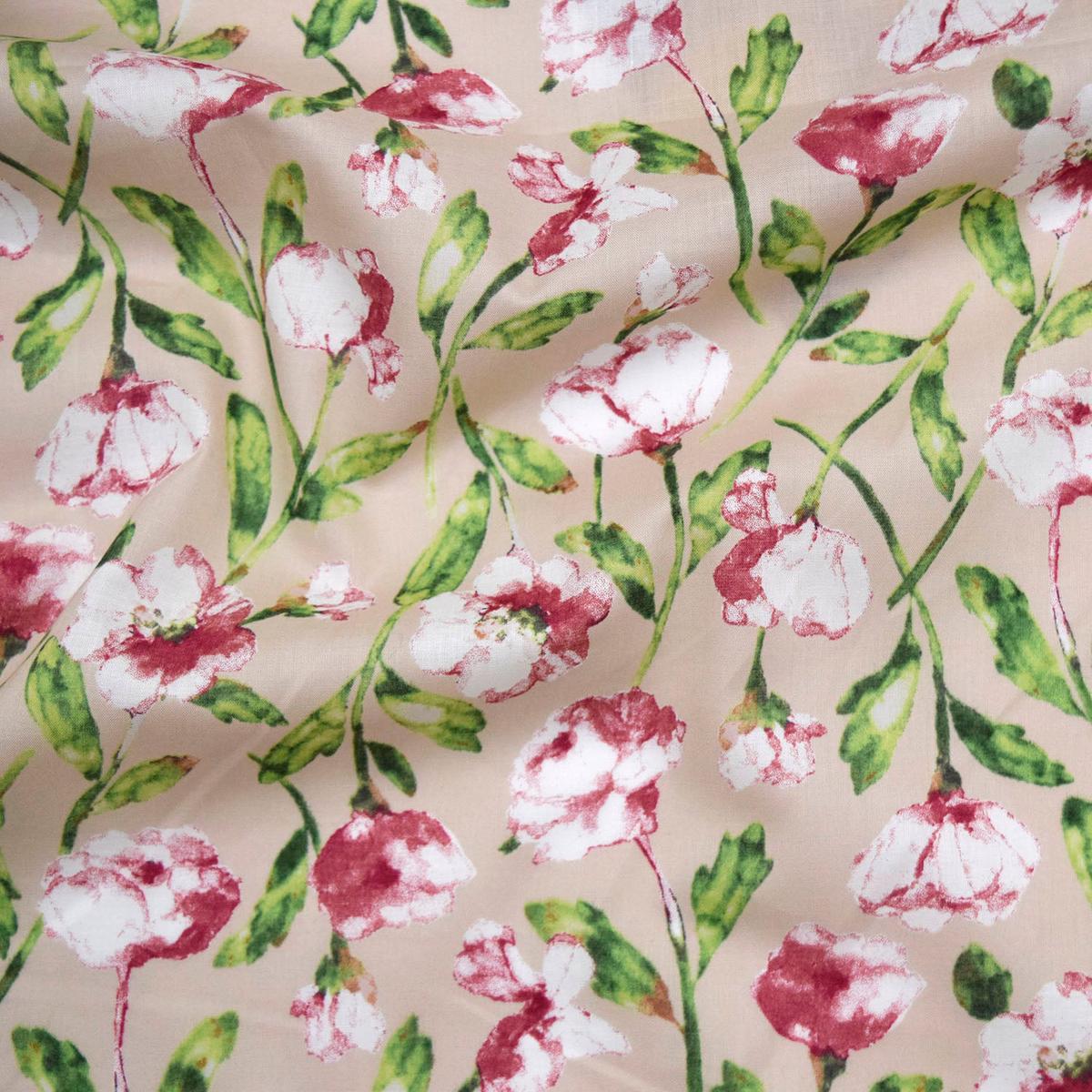 Flownny Watercolor Peony Cotton Lawn - Light Beige NFA-1050-51