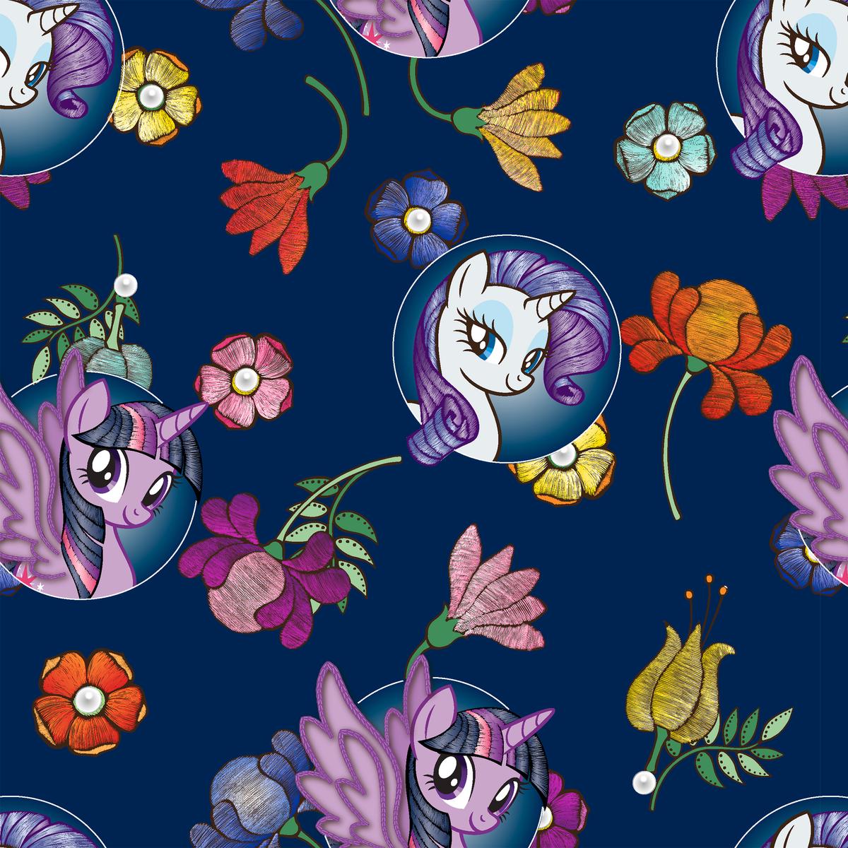 Hasbro My Little Pony Floral on Navy Fabric