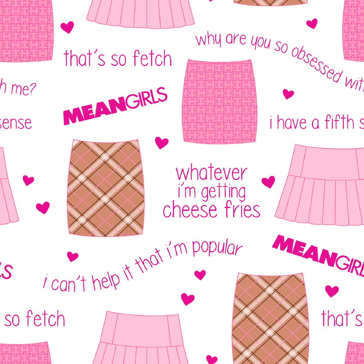 Paramount Mean Girls - So Fetch - Pink Movie Quotes Fabric
