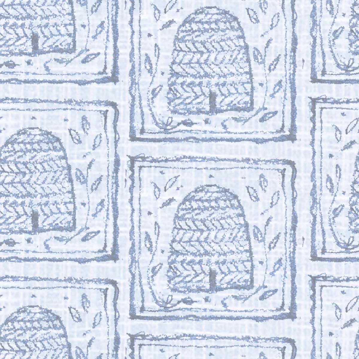 Susan Winget Beehive Stamps on Blue Fabric