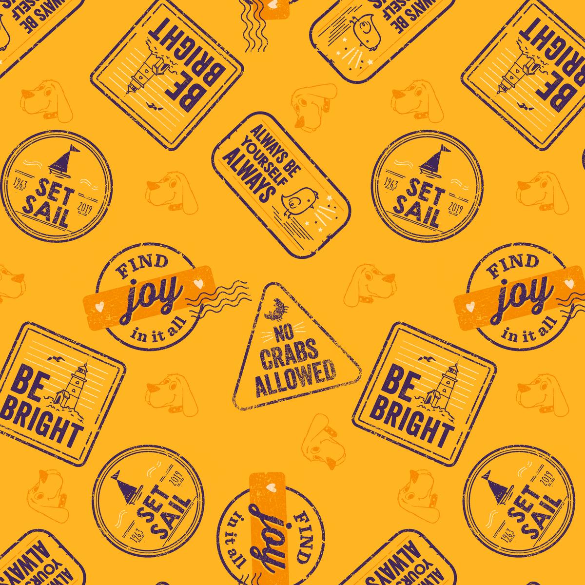 Clifford Passport to Anywhere on Yellow Fabric