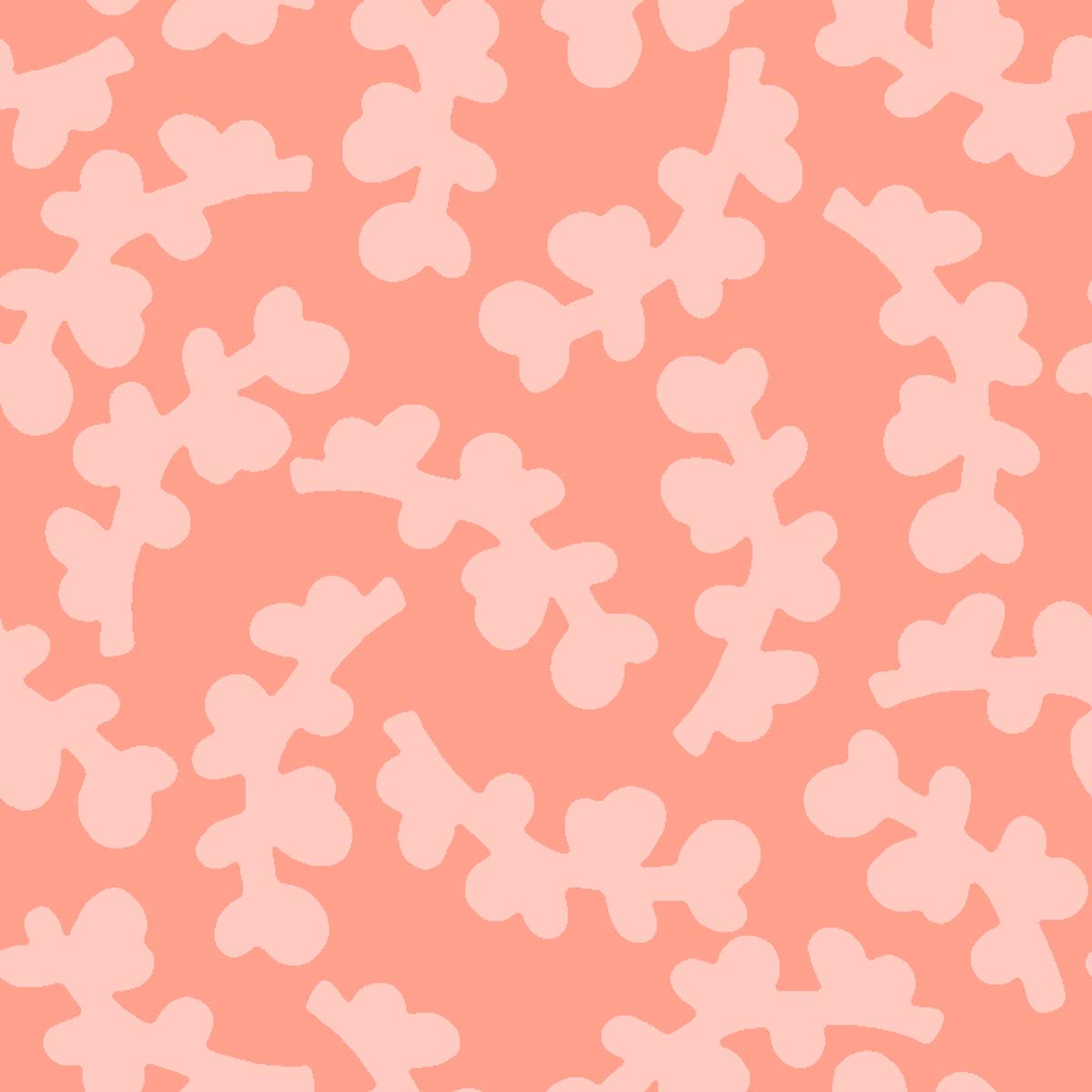 Curved Twigs on Coral & Blush Fabric