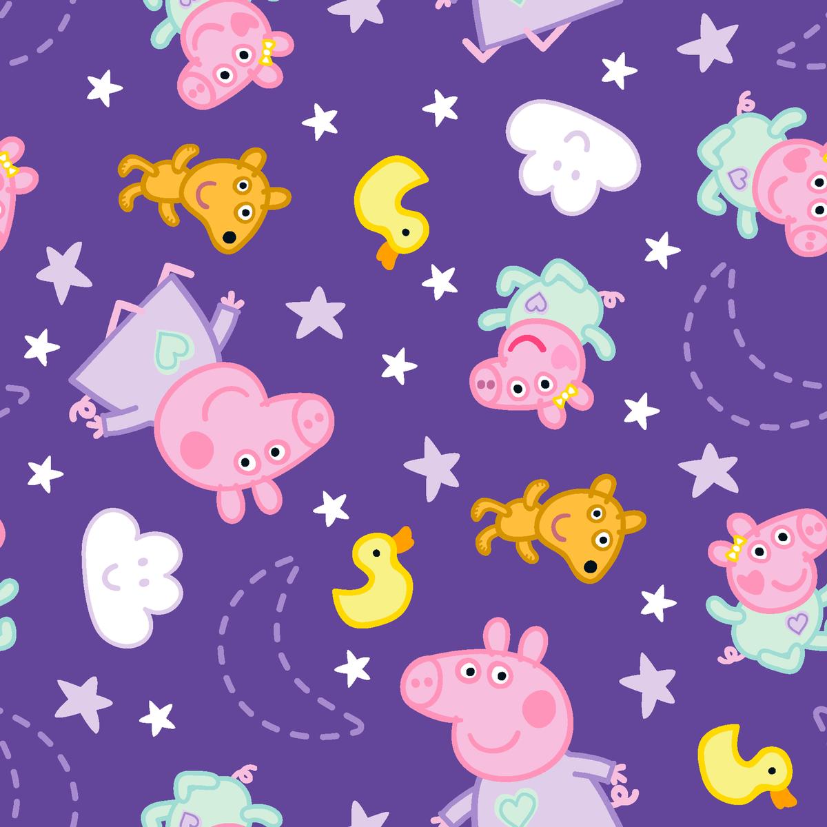 Hasbro Peppa Pig Night Sky on Purple Fabric