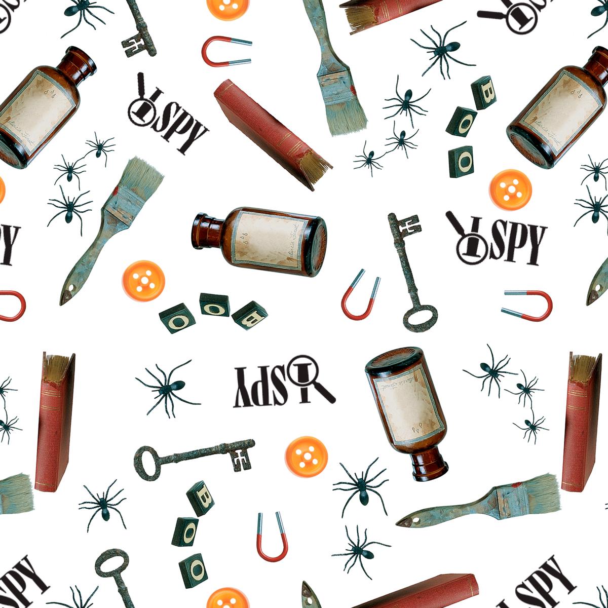 I Spy Halloween on White Fabric