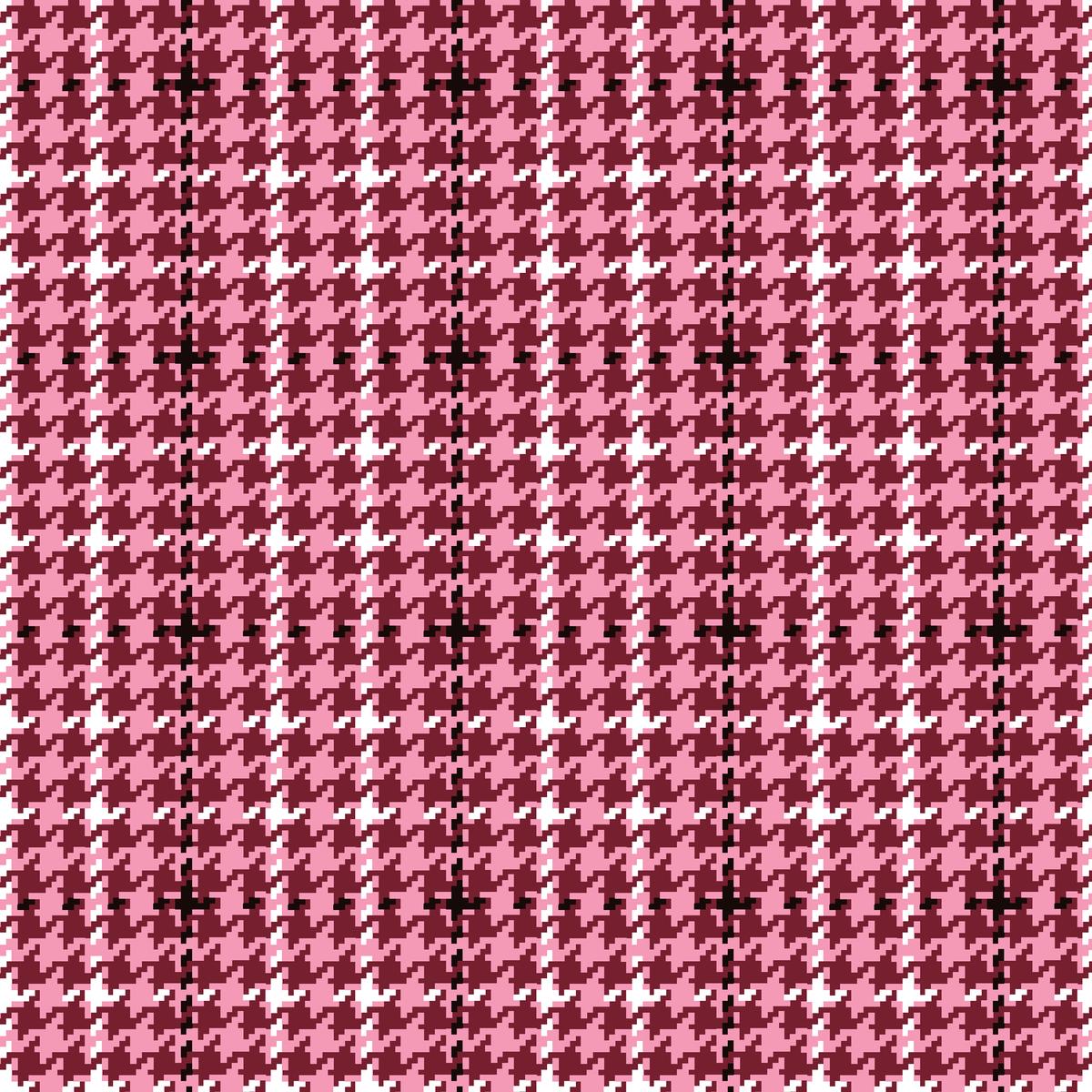 Joyful Houndstooth on Pink Fabric
