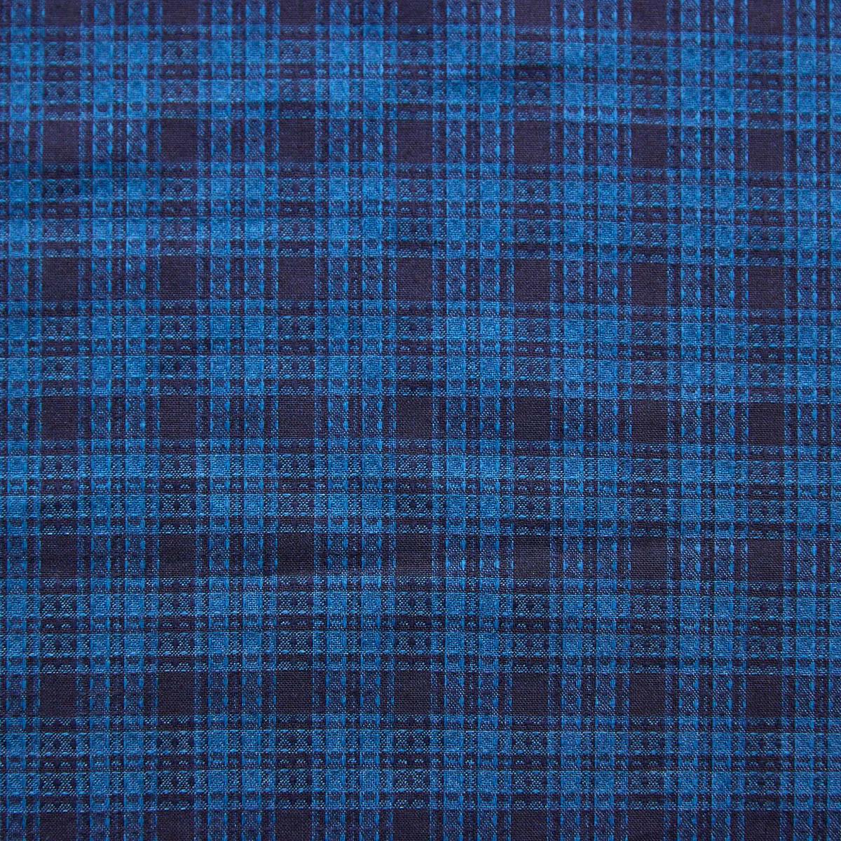 Organic Cotton Yarn-dyed Indigo Dobby - Small Check TS-2072-1