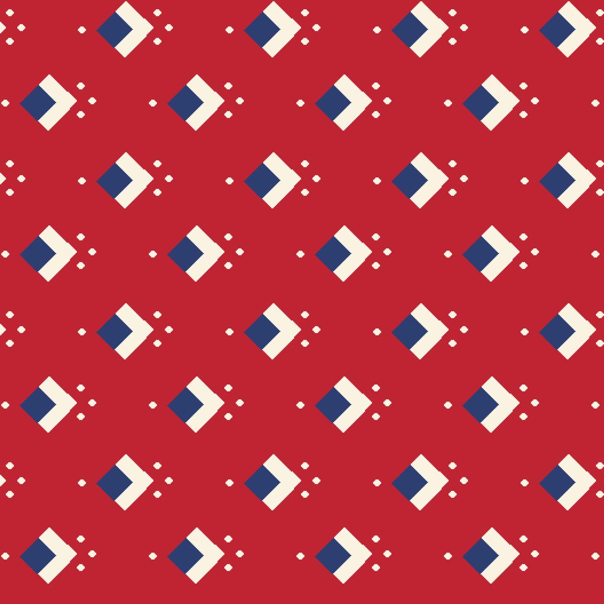 Patriot Parade - Crimson Geometric Fabric
