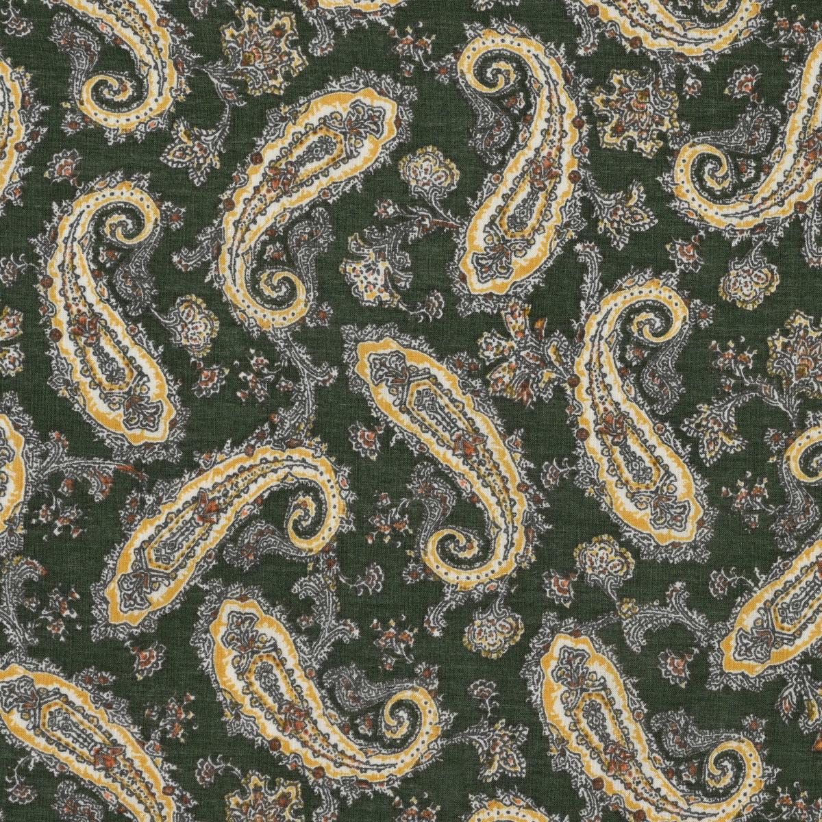 Vintage Paisley Block Print-inspired Cotton Voile - Green NFA-3100-103