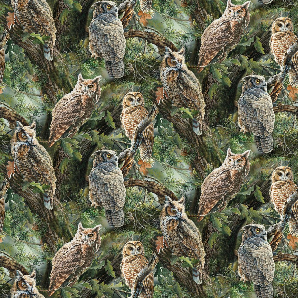 Wild Wings Night Owl Scenic Fabric