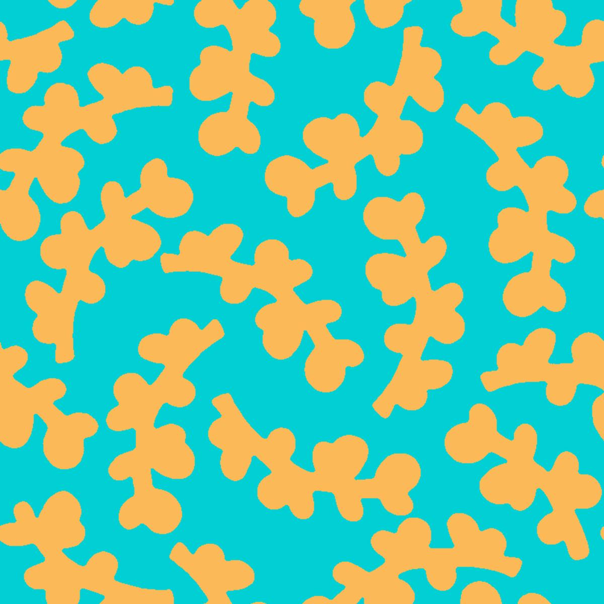 Curved Twigs on Orange & Turquoise Fabric