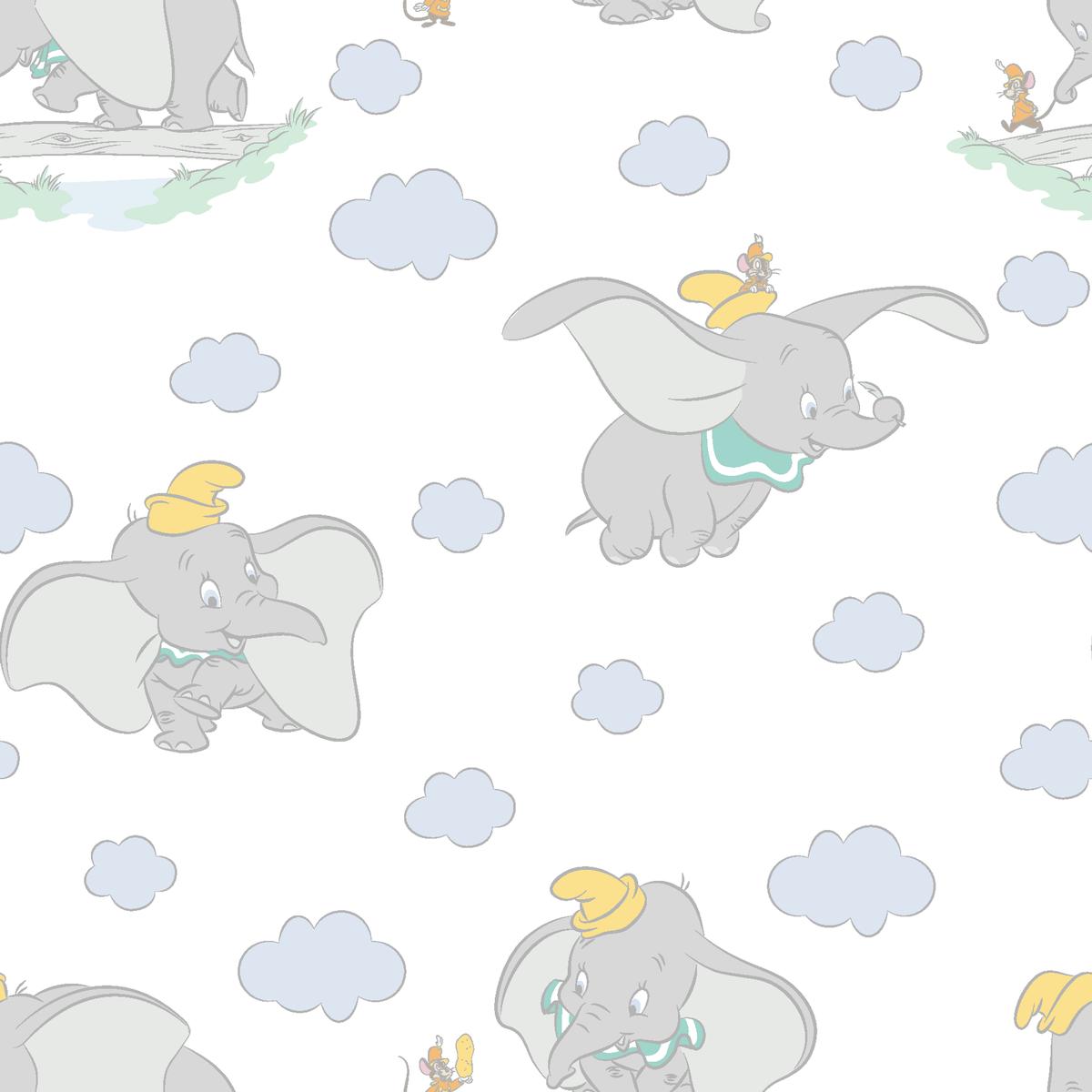 Disney Dumbo Flying on Clouds Fabric