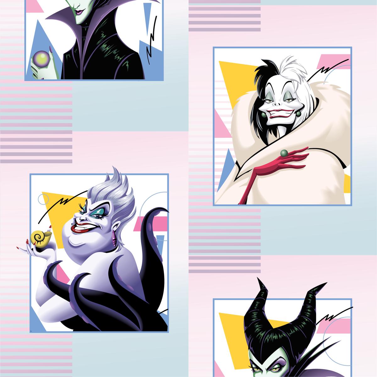 Disney Villains Retro Collage Portraits Fabric
