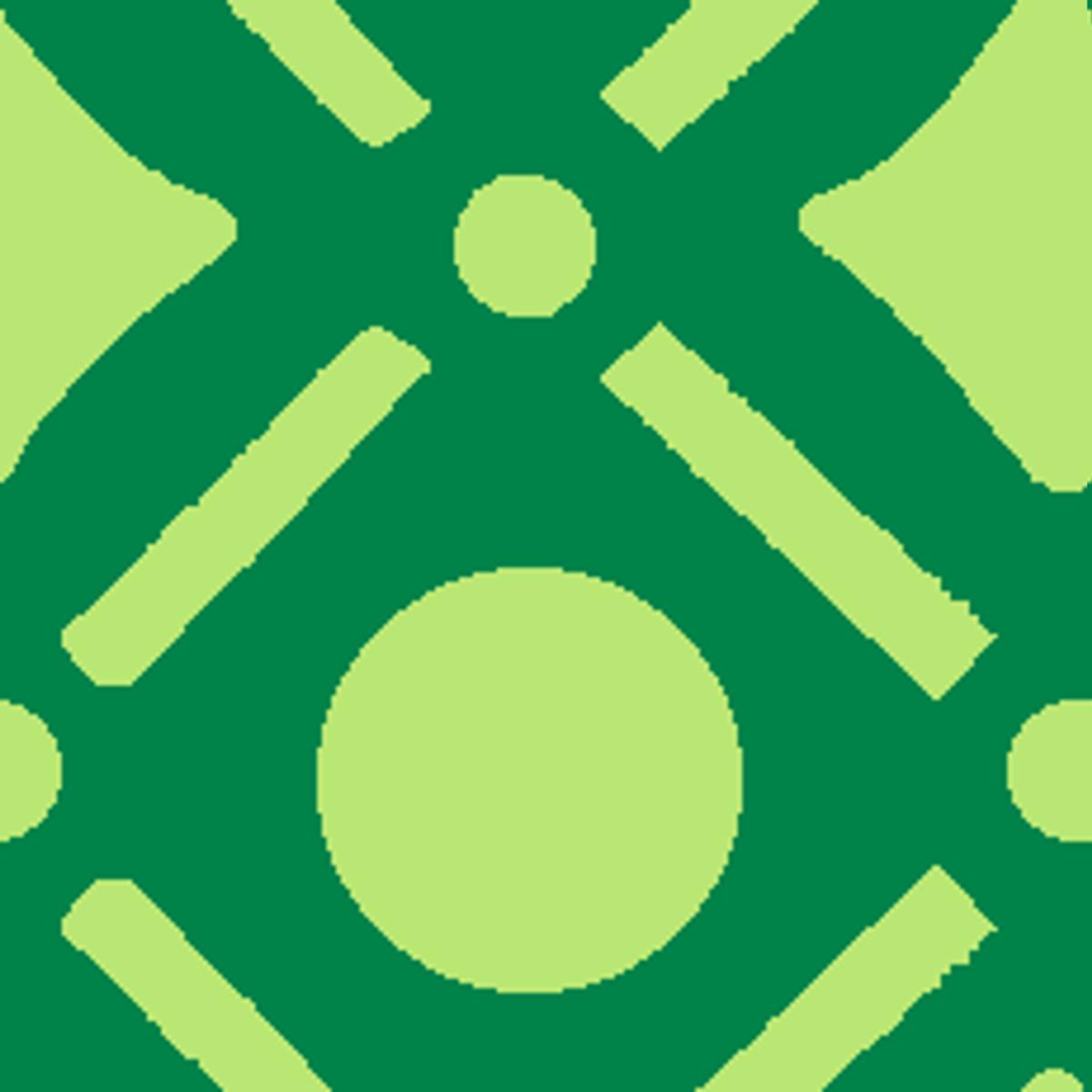 Fresh Geo on Kelly Green Fabric