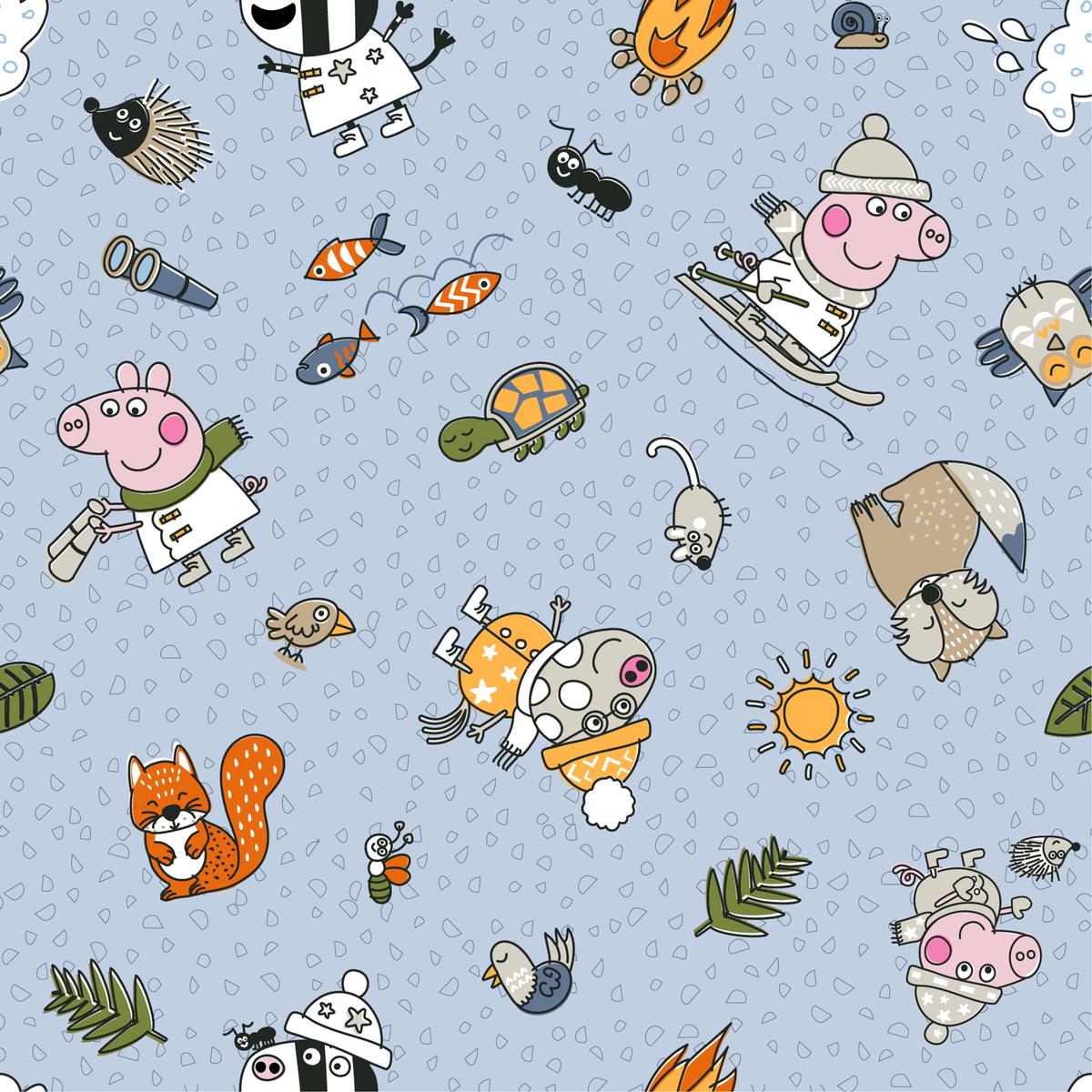 Hasbro Peppa Pig Outdoors Adventures on Blue Fabric