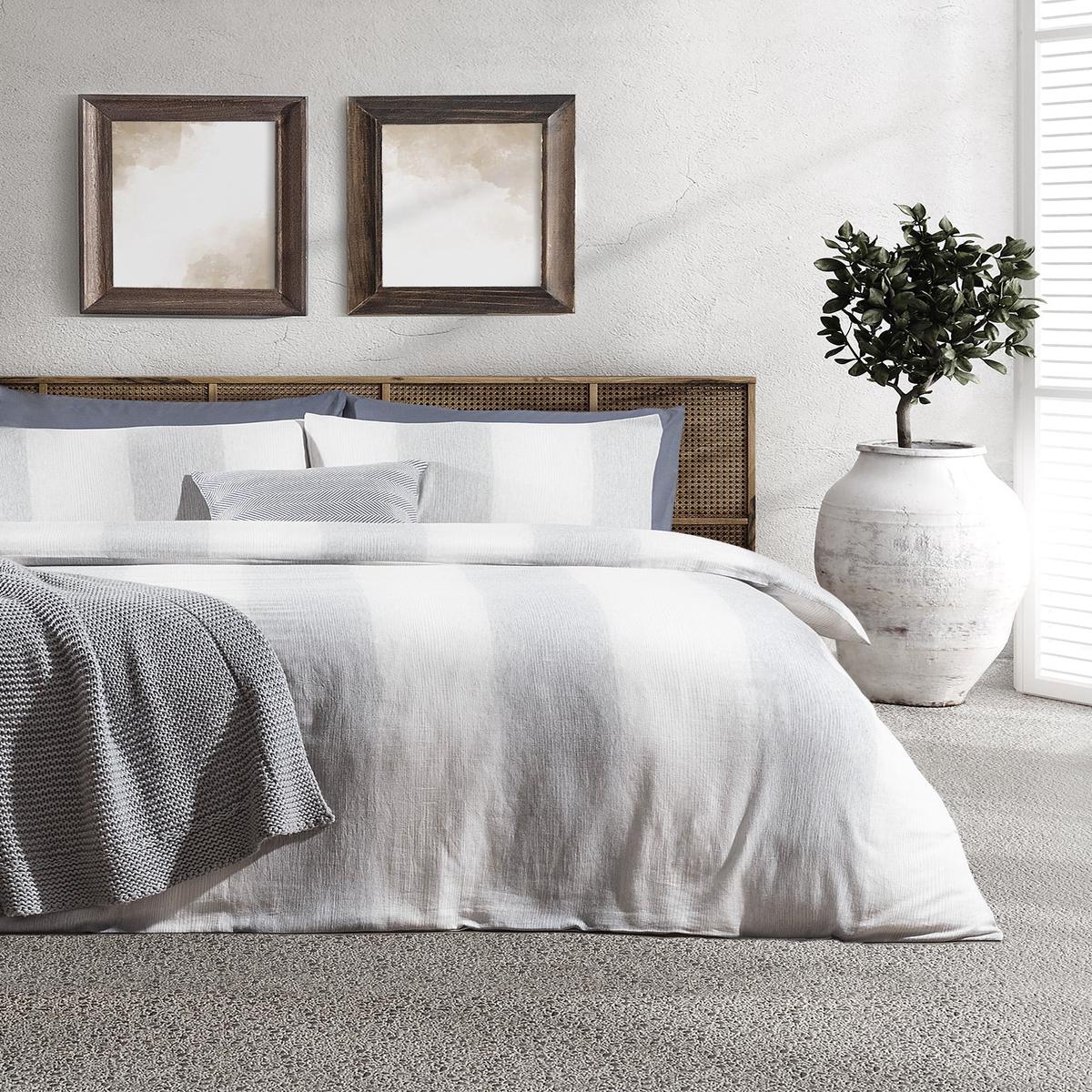 Madame Coco Berthe Duvet Cover Set  Dobby Double Size in Grey & Light Blue