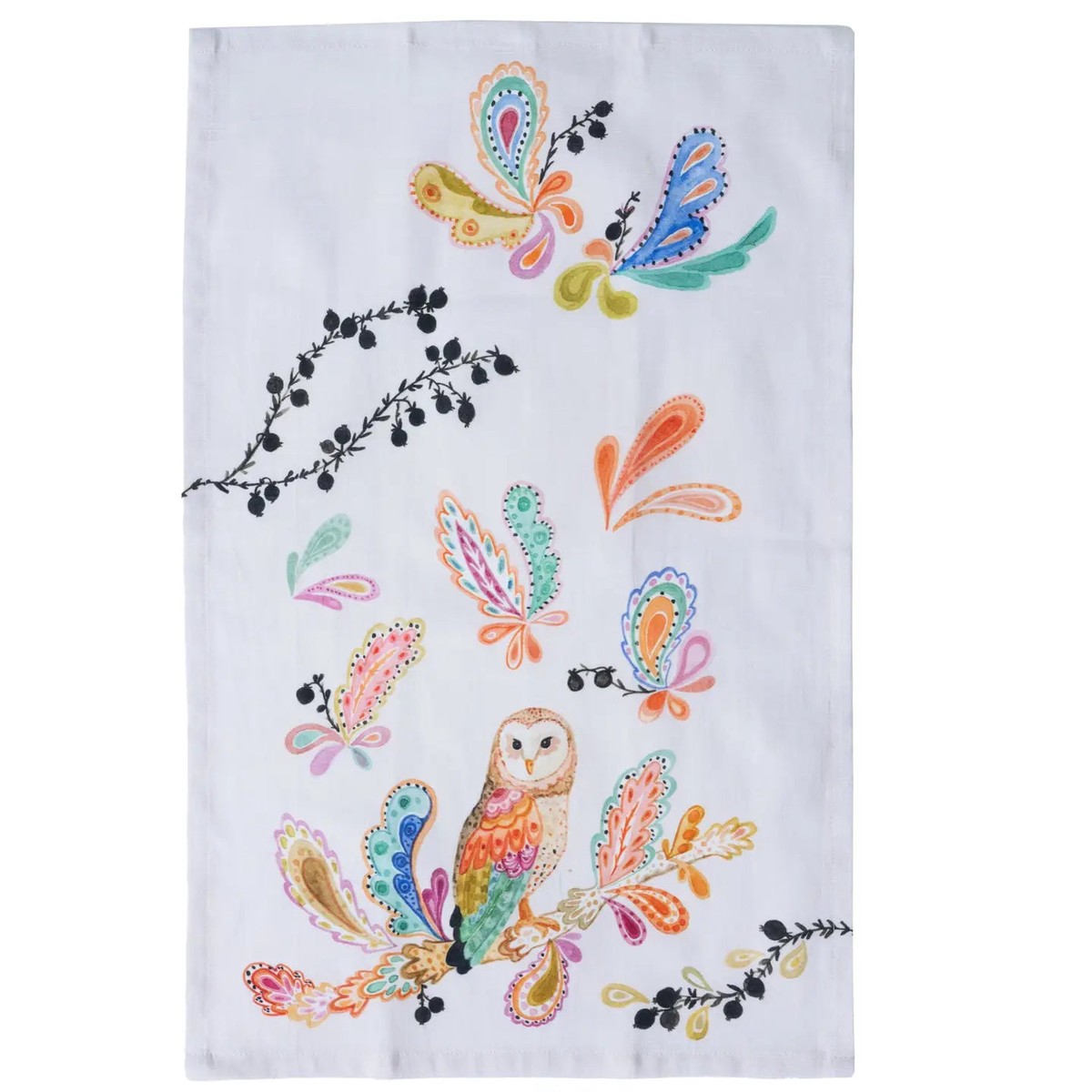 Paisley Barn Owl Tea Towel