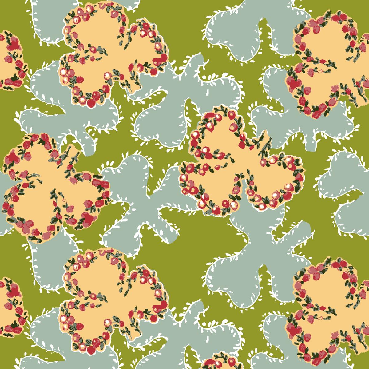 Reine on Green Fabric