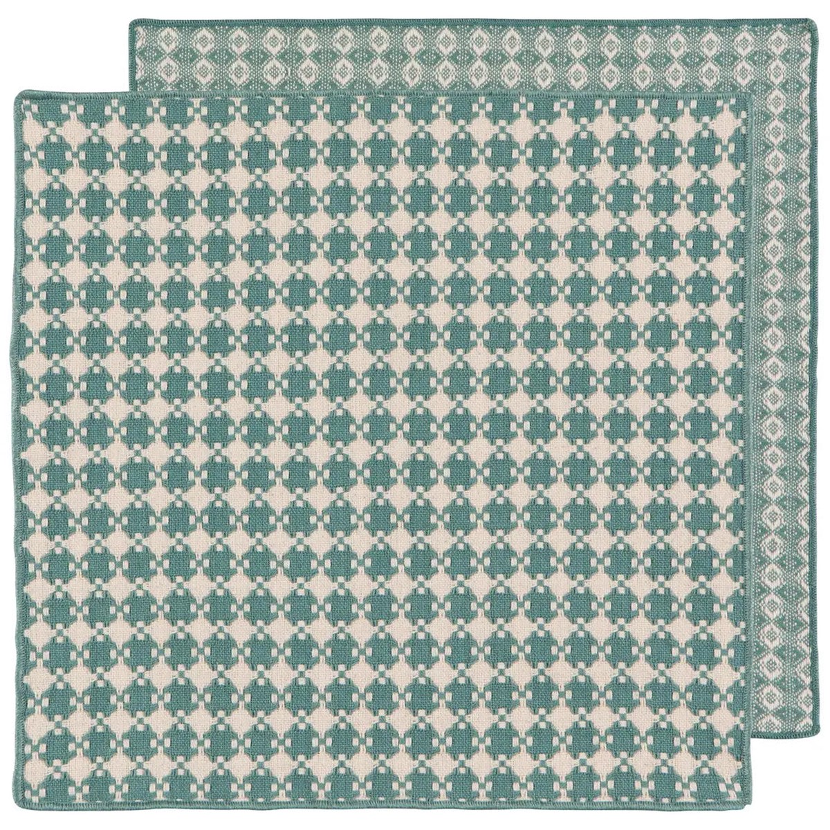 S/2 Lagoon Woven Check Dish Cloth