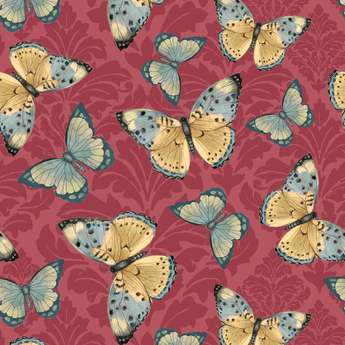 Susan Winget - Flutter Reverie - Burgundy Butterfly Fabric