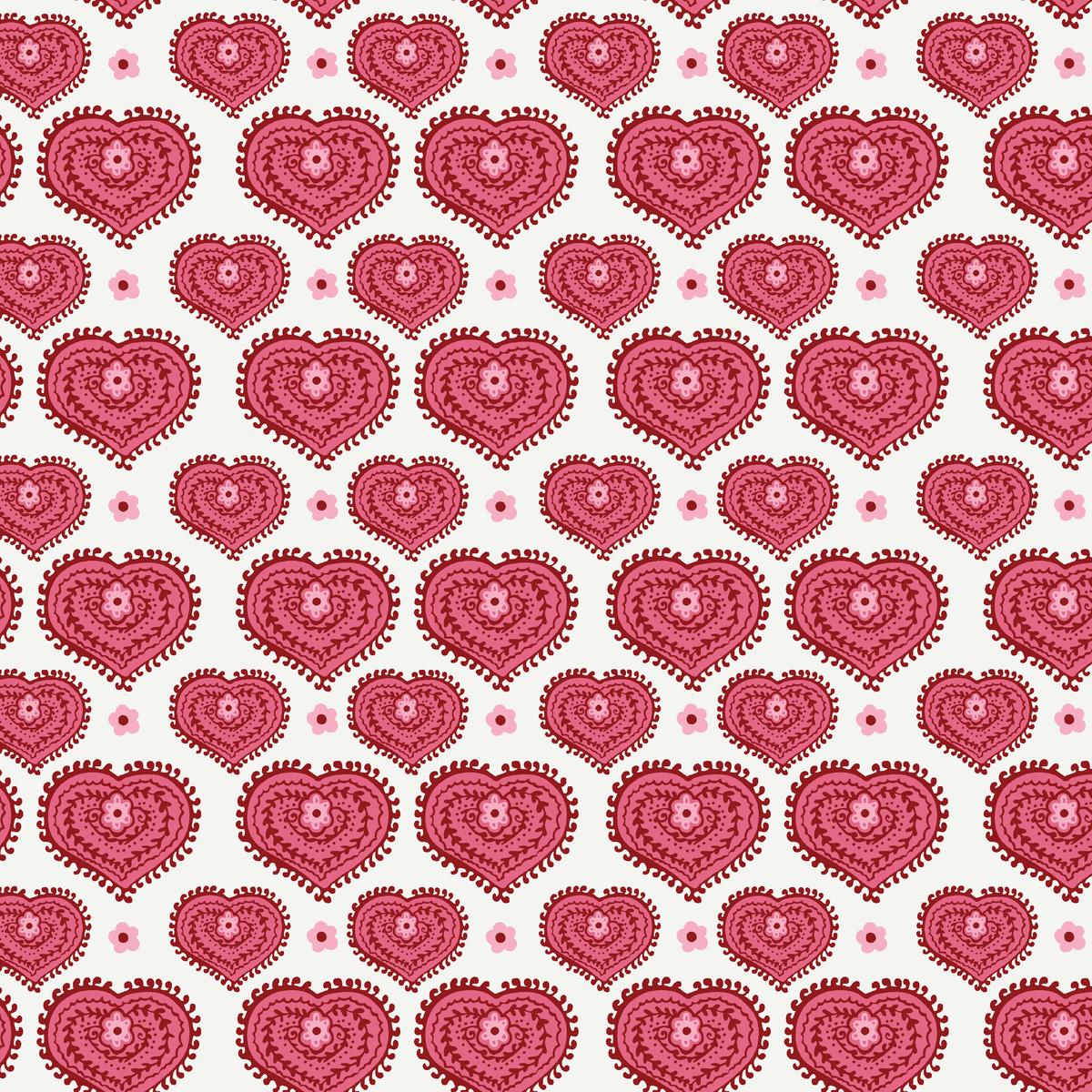Tatted Heart on Ruby Fabric