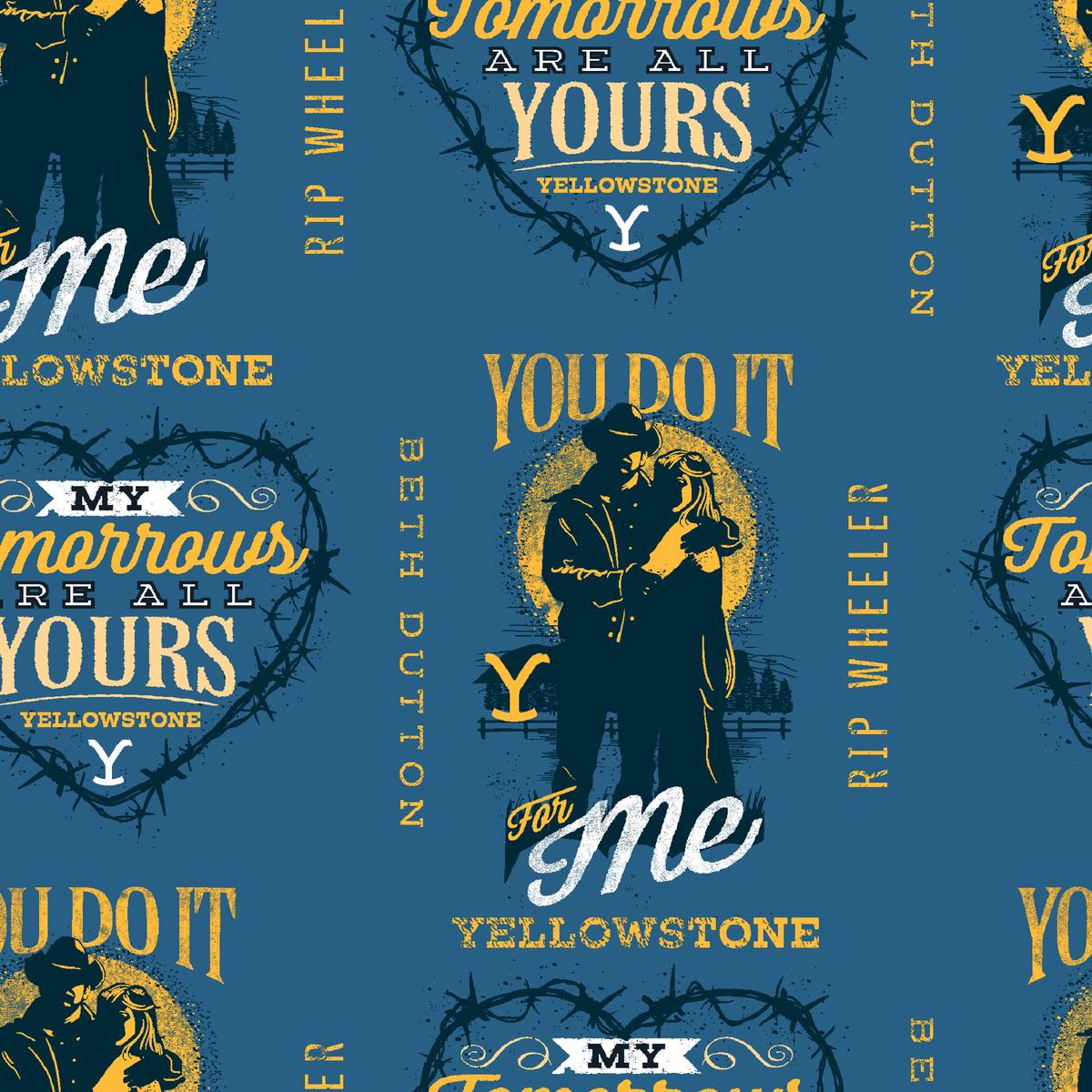 Yellowstone You Do It For Me Beth & Rip on Denim Blue Fabric