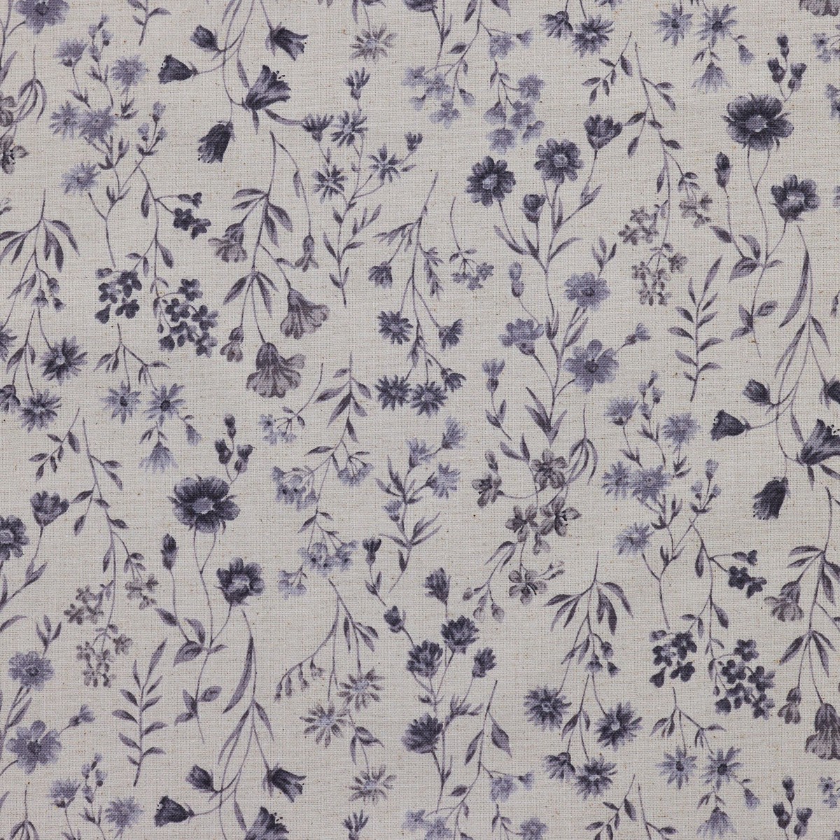 Antique Flowers Cotton Linen Sheeting - Grey YPA-69040-1