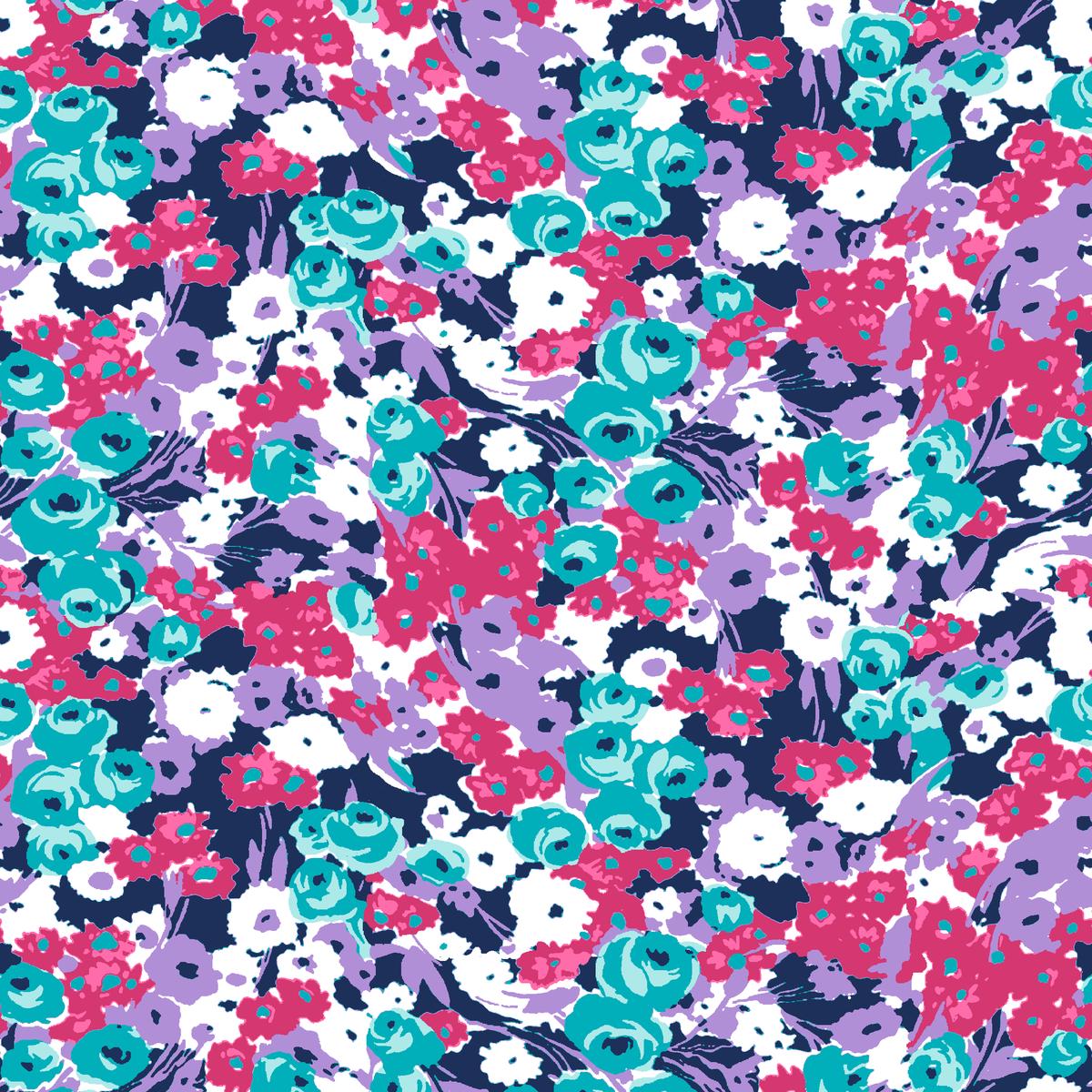 Bloomscape, Turquoise Indigo Fabric