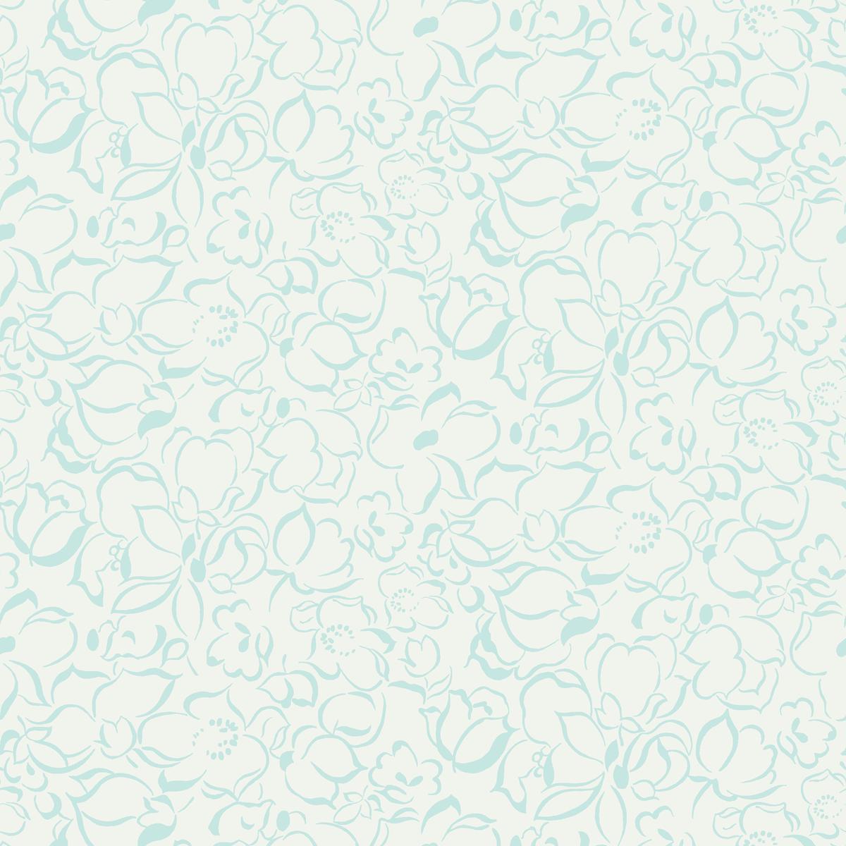 Camellia on Mint Fabric