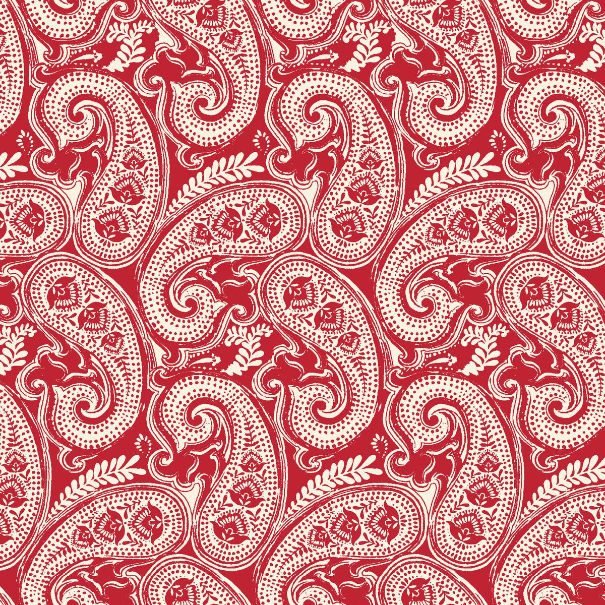 Coastal Whirl - Red Paisley Fabric