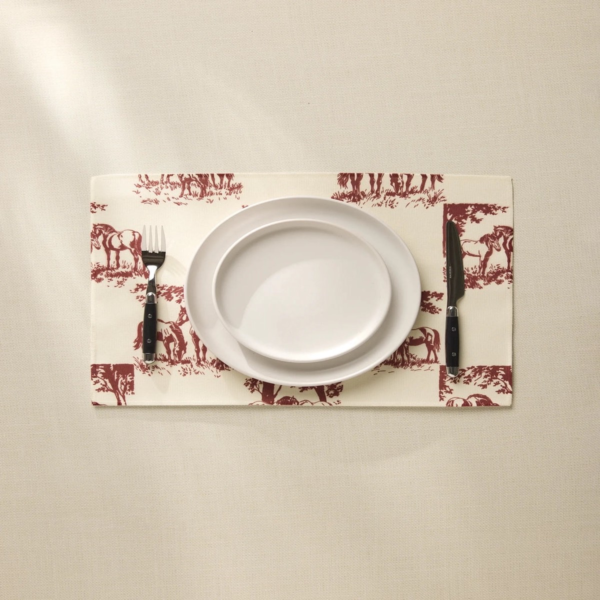 Geometry Horse Check Cream Placemats (Set of 4)