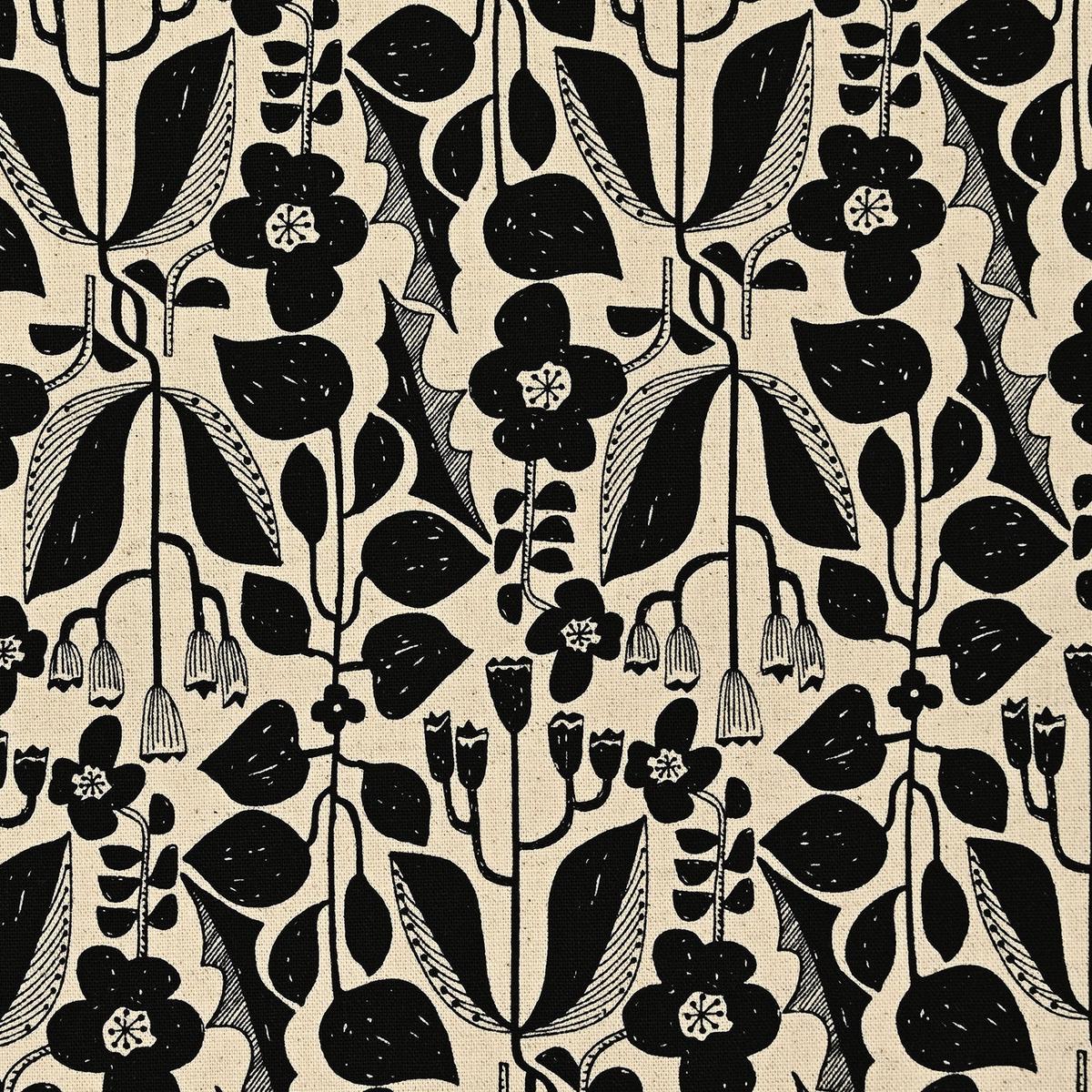 Linnea Botanical Cotton Linen Canvas - Natural x Black YKA-29060-1
