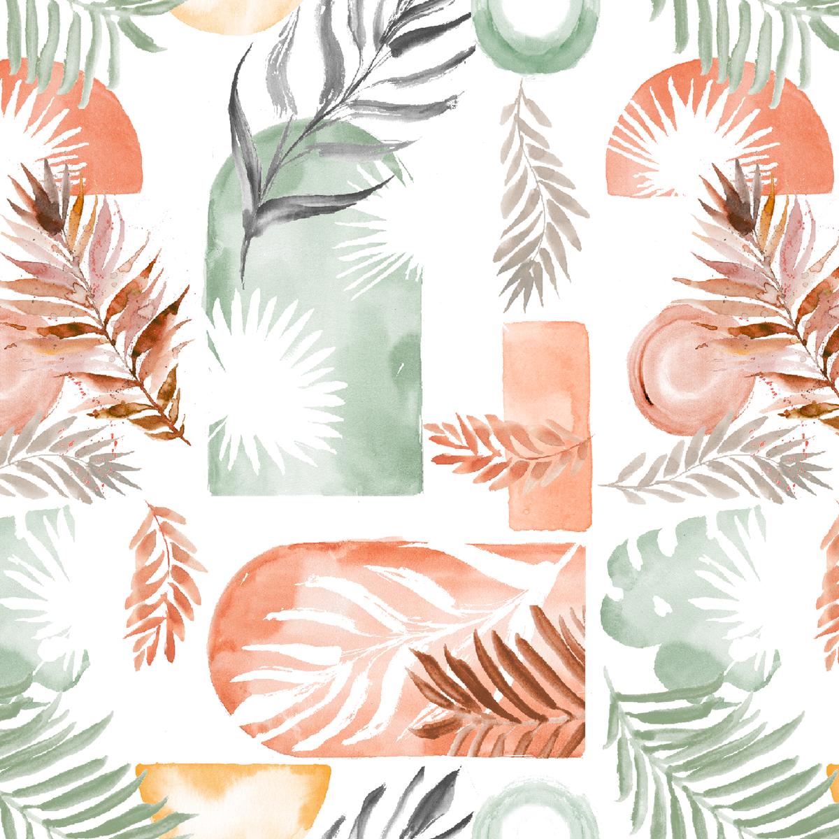 Sara Berrenson - Serene Oasis - Sage & Terracotta Palm Fabric