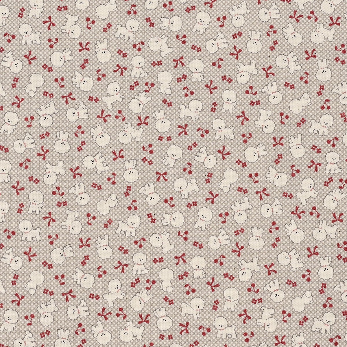 Chibi-pri Bichon Frise Cotton Sheeting - Light Beige YKA-31040-1