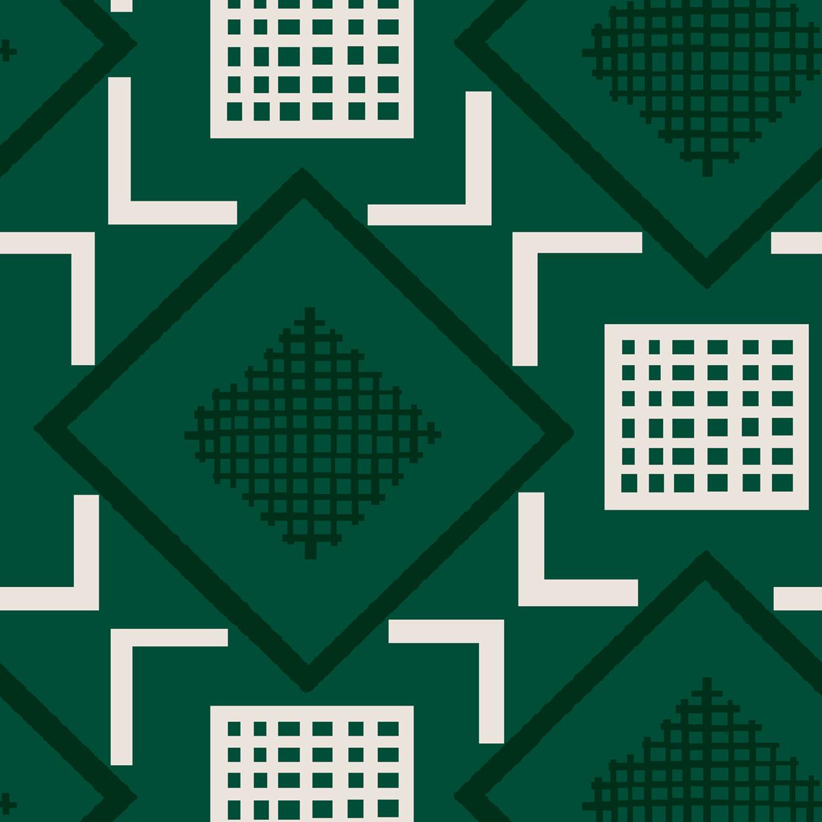 Court Sport Geo in Dark Green Fabric