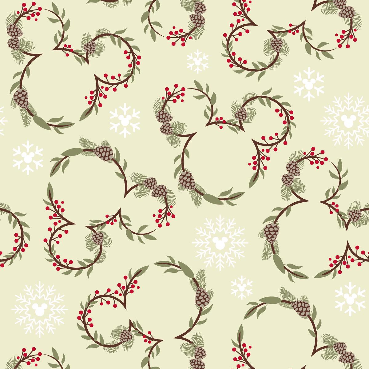 Disney Mickey Mouse Yuletide Wreath on Cream