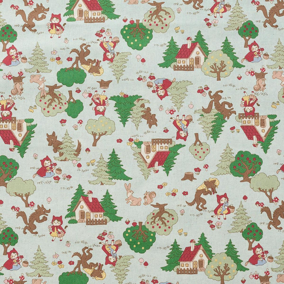 Funny Cats "Little Red Kitty Hood" Cotton Sheeting - Sax Blue YKA-36020-1