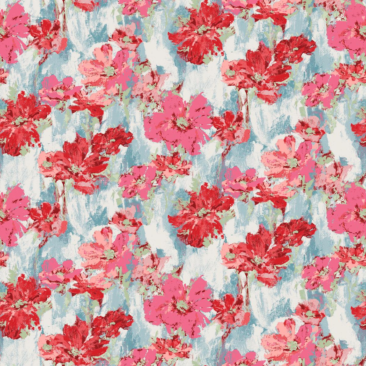 Garden of Love in Folk Blue Fabric