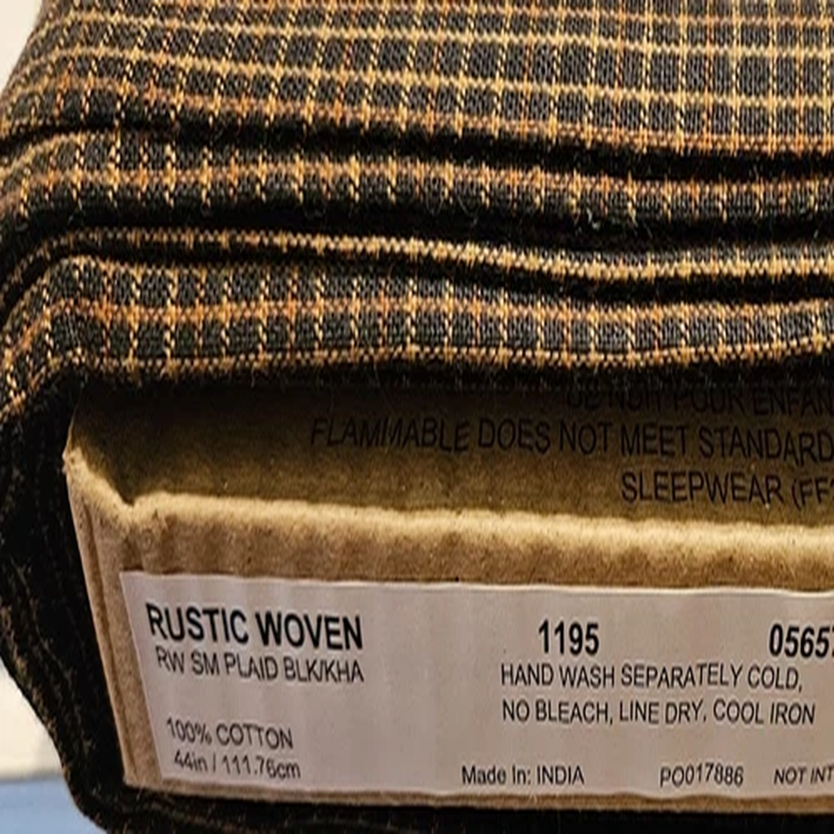 HOMESPUN FABRIC Cotton Brown Plaid 1195 BY THE YARD Continuous