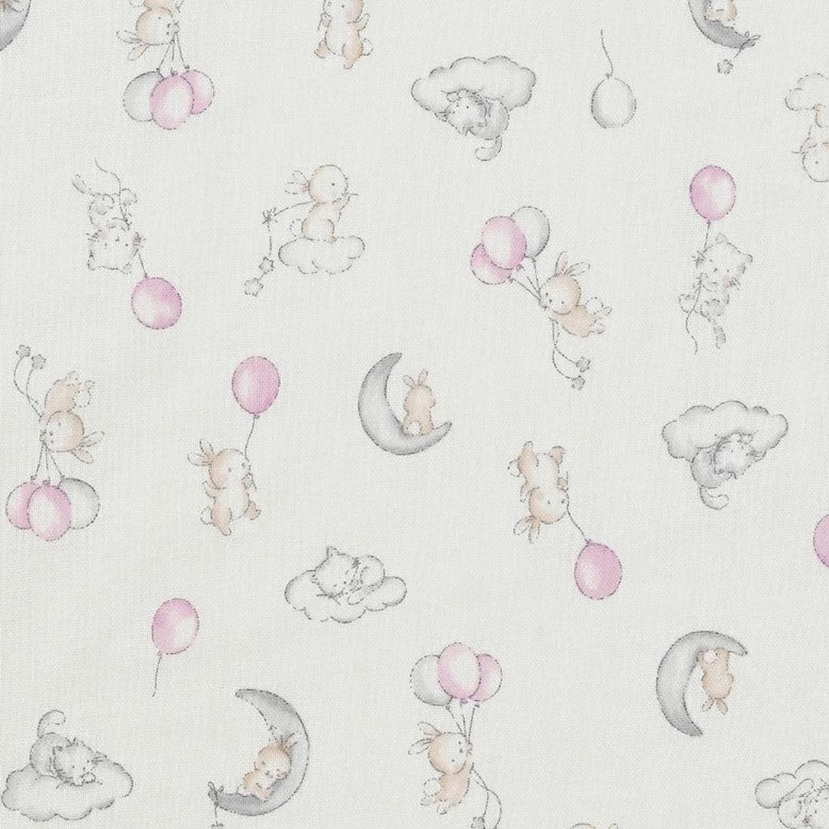 Kitty-cat and Bunny Cotton Double Gauze - White YPA-66020-2
