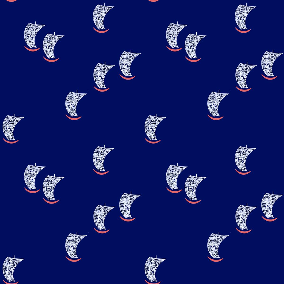 Midnight Voyage - Navy Sailboat Fabric