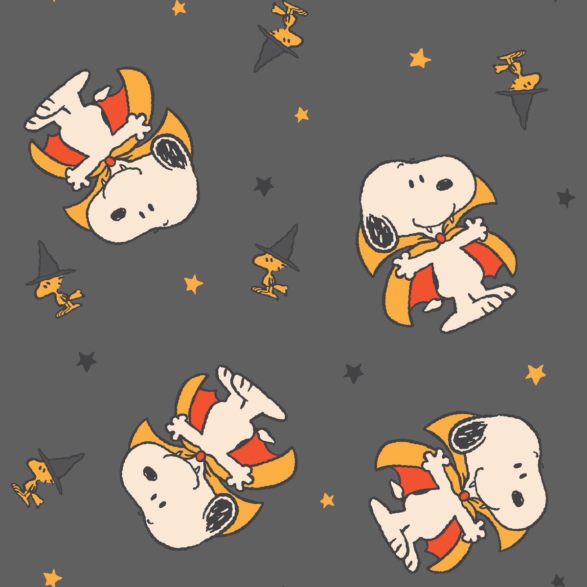Peanuts Halloween Snoopy & Woodstock Costumes on Grey Fabric