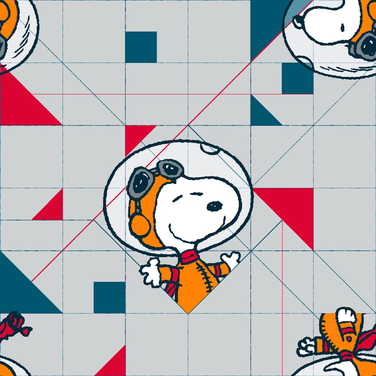 Peanuts Snoopy Astronaut Space Grid Fabric