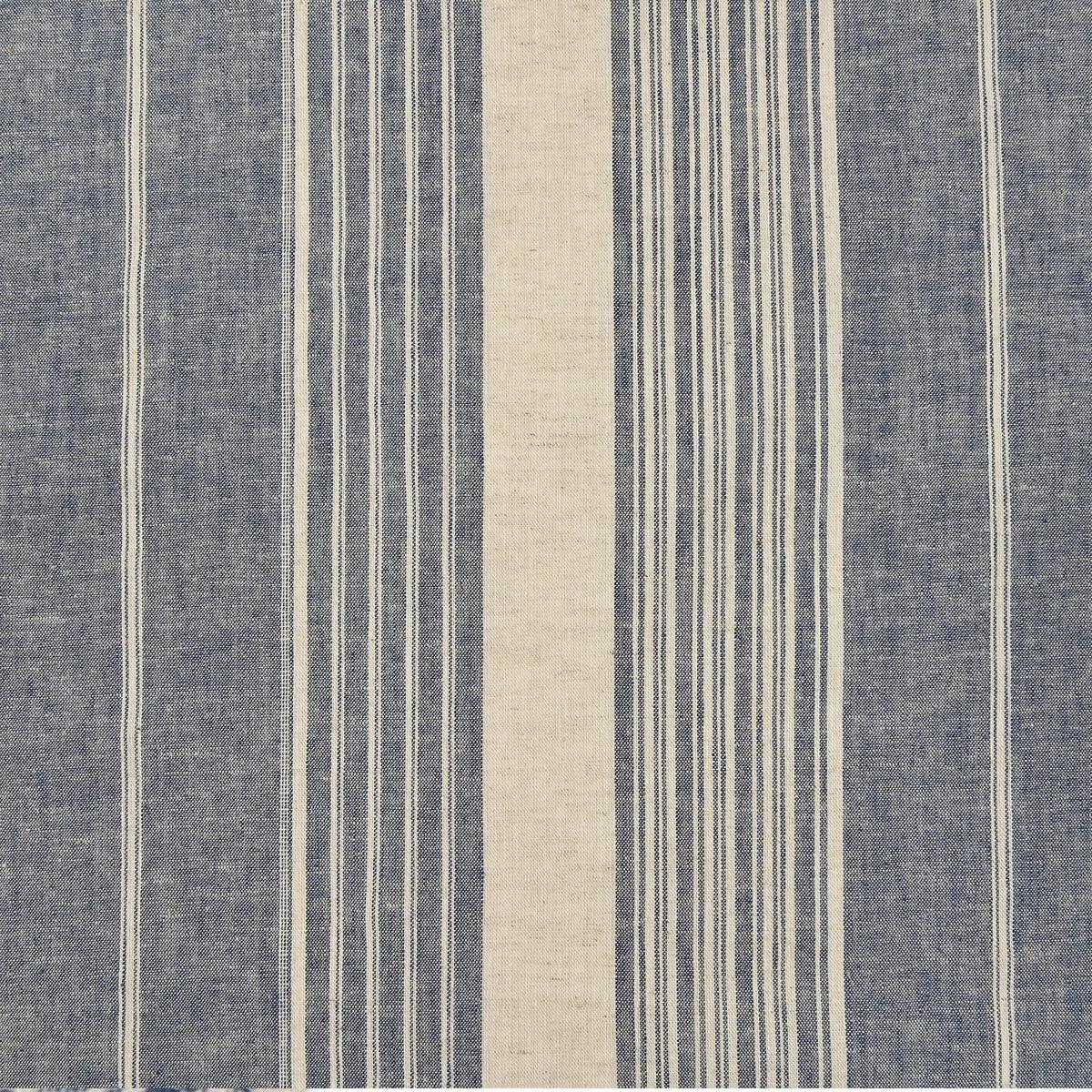 Yarn Dyed Linen Cotton Blend Banshu-ori Stripe Fabric - Blue x Off White