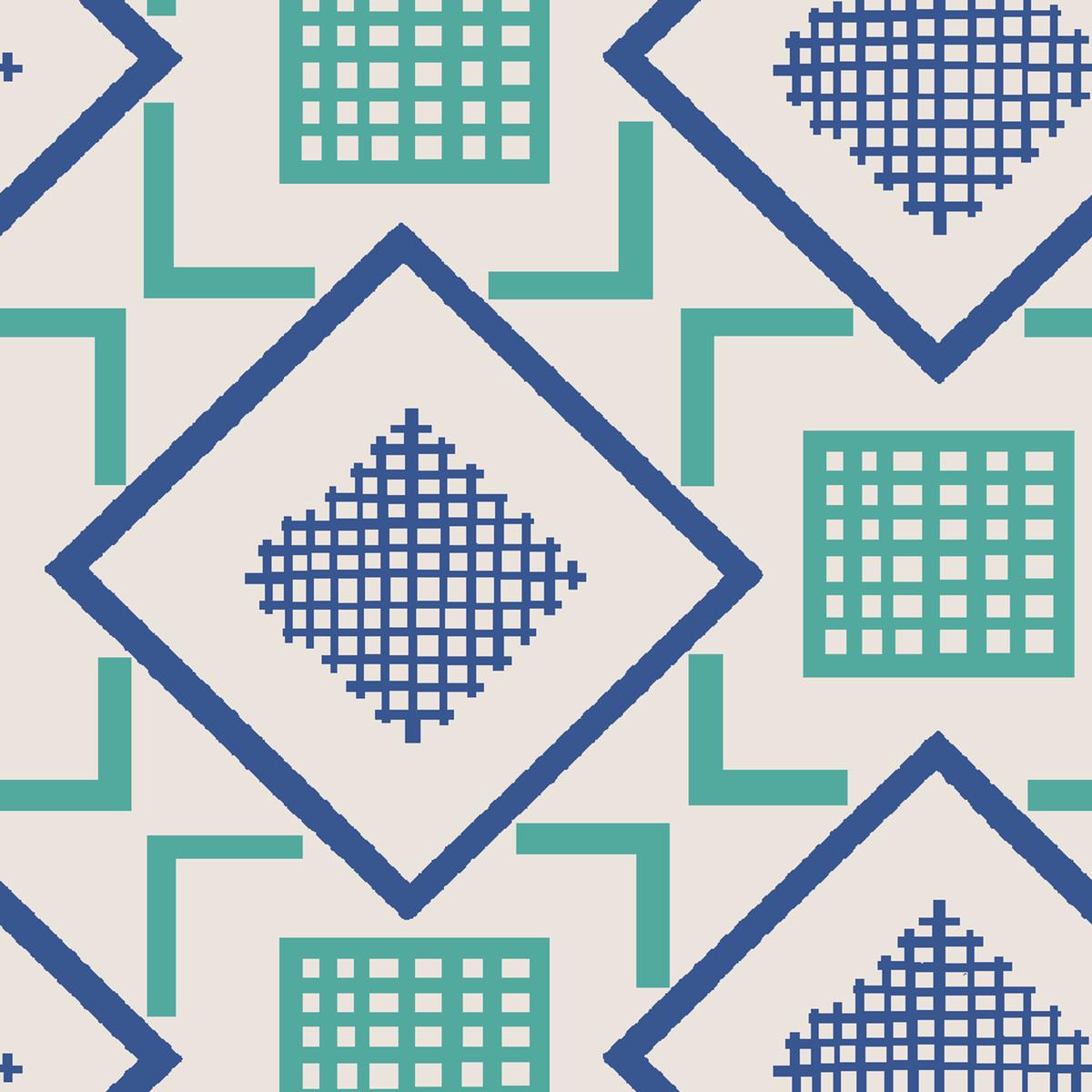 Court Sport Geo in Teal and Blue Fabric