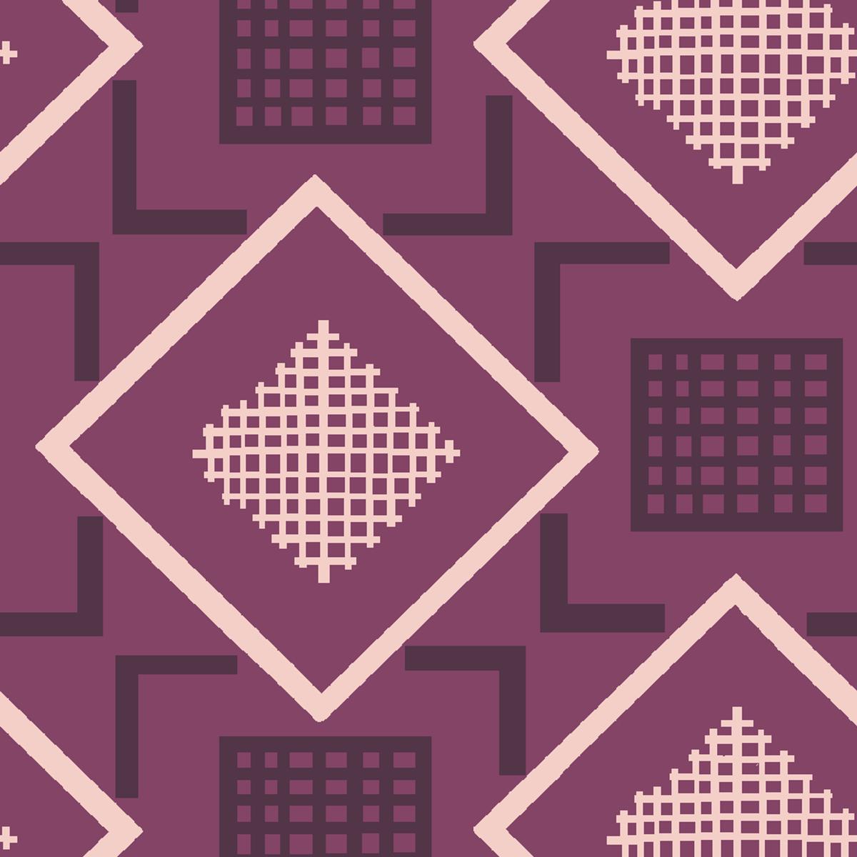 Court Sport Geo on Deep Mauve Fabric