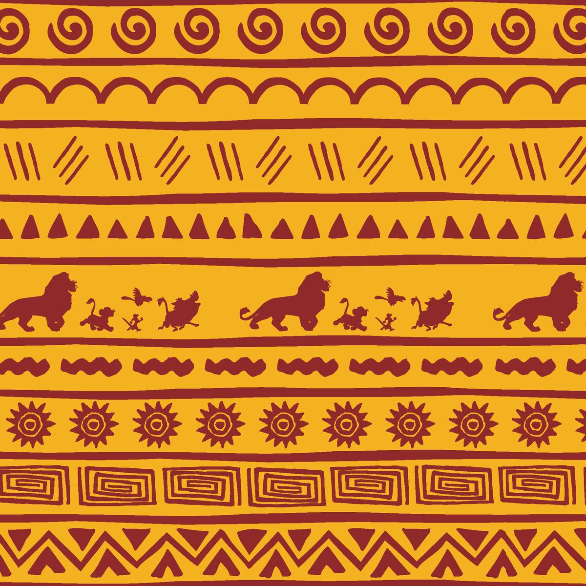 Disney The Lion King Orange Tribal Silhouette Fabric