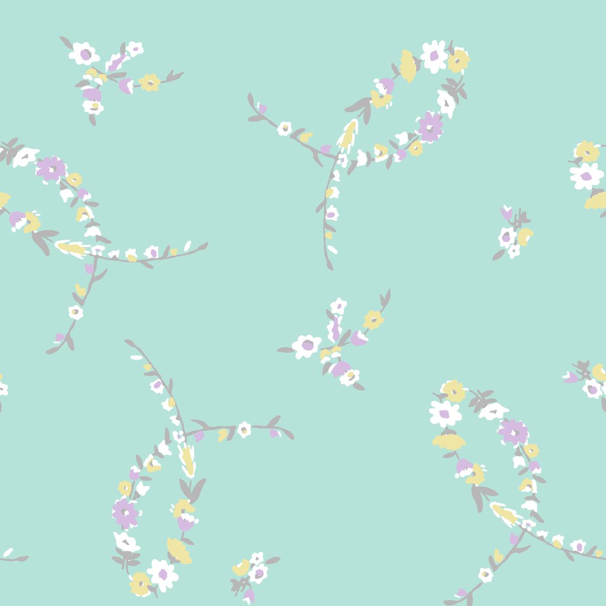 Floral Loops on Mint Fabric