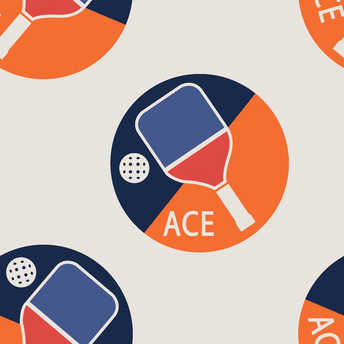 Pickleball Medallions on Cream & Orange Fabric